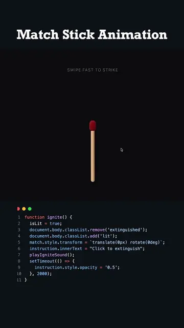 Match Stick Animation Using JavaScript! #htmlcss #coding #webdevelopment #progra