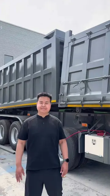 Front and rear dump semi trailer manufactured with high-strength steel, designed