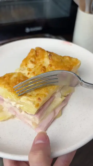 mil hojas de papa con queso y jamón😮‍💨🥔🧀en mi horno air fryer de @Suono y el