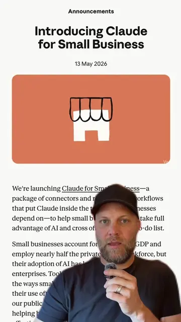 Anthropic launched Claude for Small Business with 15 pre-built workflows. Small 