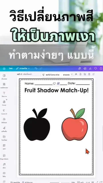 วิธีเปลี่ยนภาพสีให้เป็นภาพเงาทำตามได้ง่ายๆแบบนี้เลย ใบงานนี้เป็นใบงานจับคู่ภาพแล