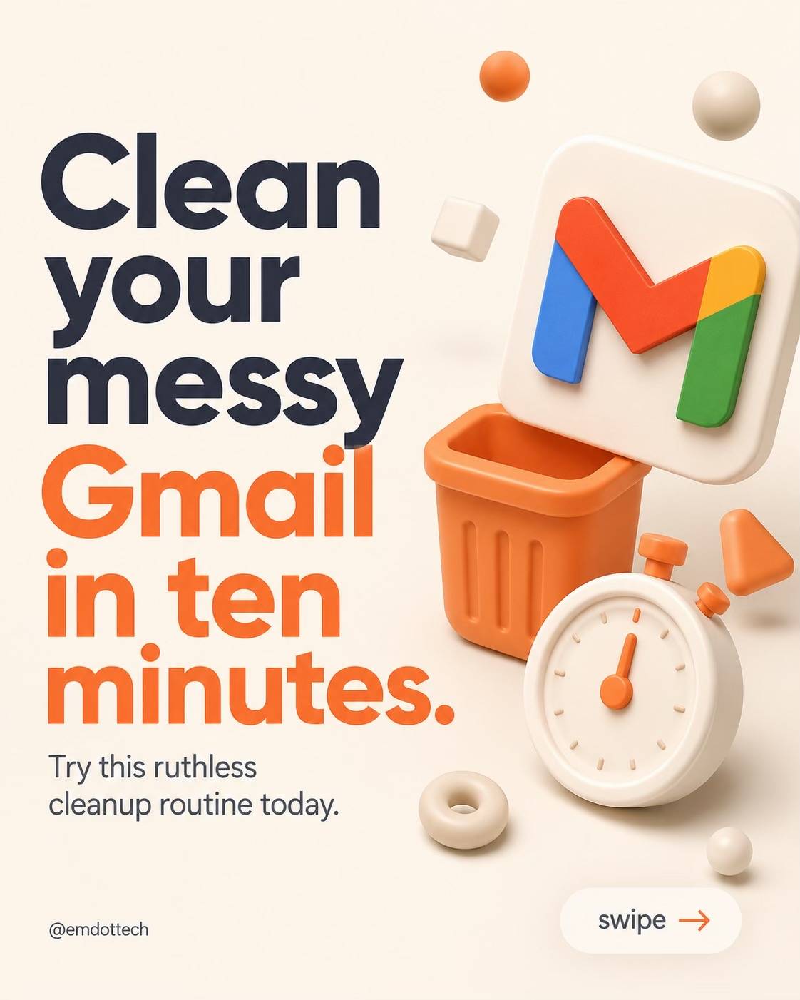Stop letting a messy inbox stress you out. Swipe through for a ruthless ten-minu