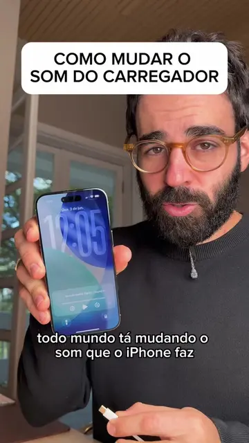🔊 Como mudar o som do iPhone quando conecta no carregador: 1️⃣ Escolha o áudio 