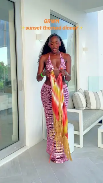 If RISKAYYY was a dress🤭✨ but grwm for our sunset themed dinner😍 …. Did I nail