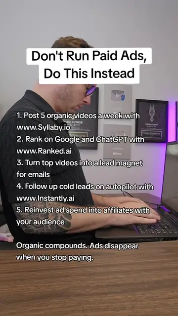 Don't pay for ads. do this instead. 1. Post 5 organic videos a week with www.Syl