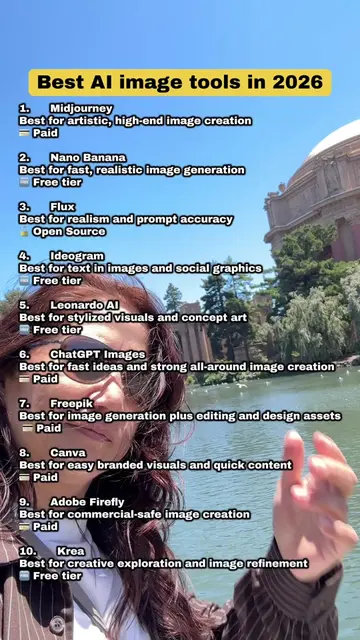 Best AI image tools in 2026,  from artistic generators like Midjourney to fast, 