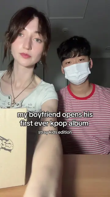 my boyfriend was curious and wanted to open his first ever kpop album with me 🤪