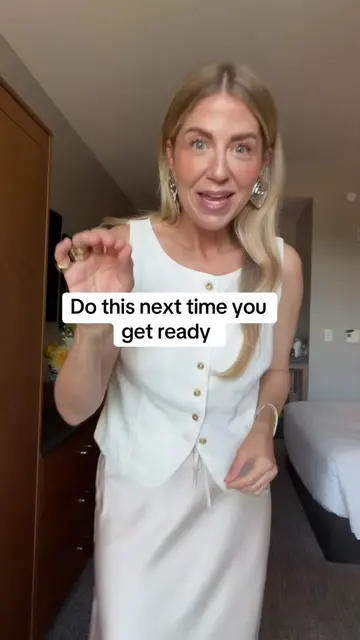 Do this next time you get ready if you’re wearing a vest or a button front top- 