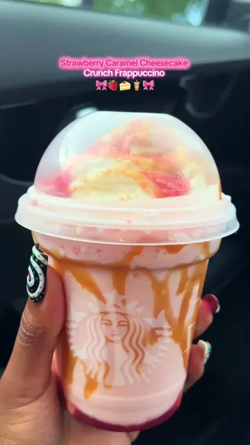 My Order 👇🏾 🎀 Tall Strawberry Crème Frappe  🎀Caramel drizzle  🎀Strawberry P