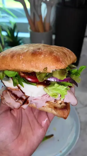 🥪🌿 Ciabatta Sandwich 🤤✨ Today I made a simple but delicious Ciabatta Sandwich