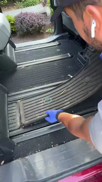 Weird smell in the car? See where I found it 👀 Would you have checked under the