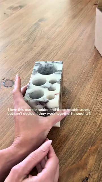 Loving this marble toothbrush holder but can’t decide if my toothbrushes match w