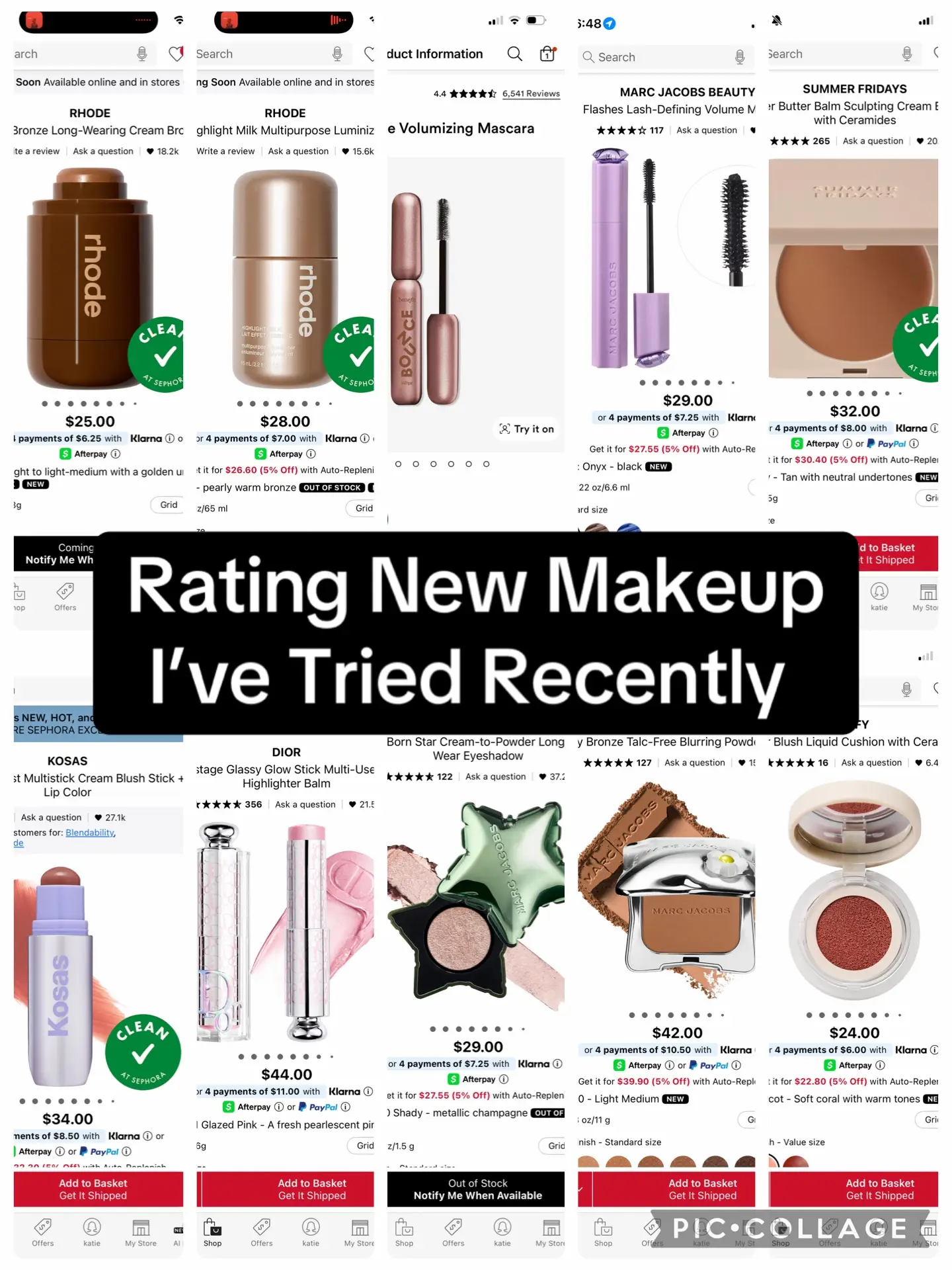 Rating new makeup I’ve tried recently!  @rhode skin @marcjacobs @tarte cosmetics