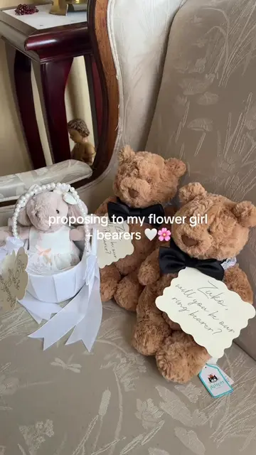 proposing to my sweet sweet flower girl and bearers 🧸🌸 #jellycat #flowergirlpr