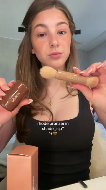 trying rhode‘s new bronzer in shade sip 👙✨🤎 @rhode skin @Hailey Bieber  #rhode