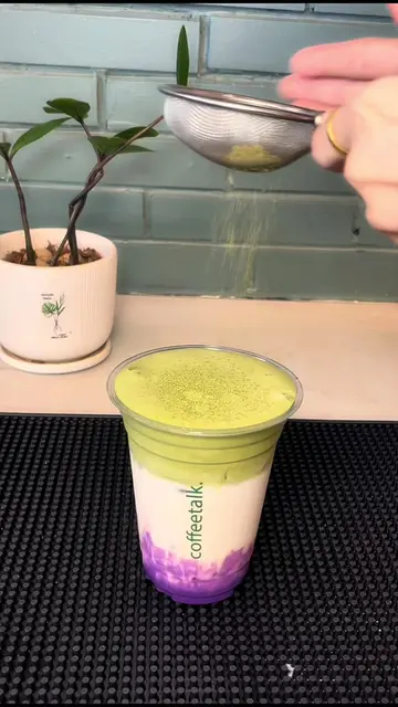 Good morning 🌞matcha Taro 😋🍵#coffeebakeryfood #coffeetalk 
