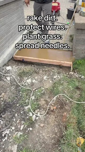 I wasn’t about to spend hundreds on sod. 🌱 After pouring the concrete step, I l