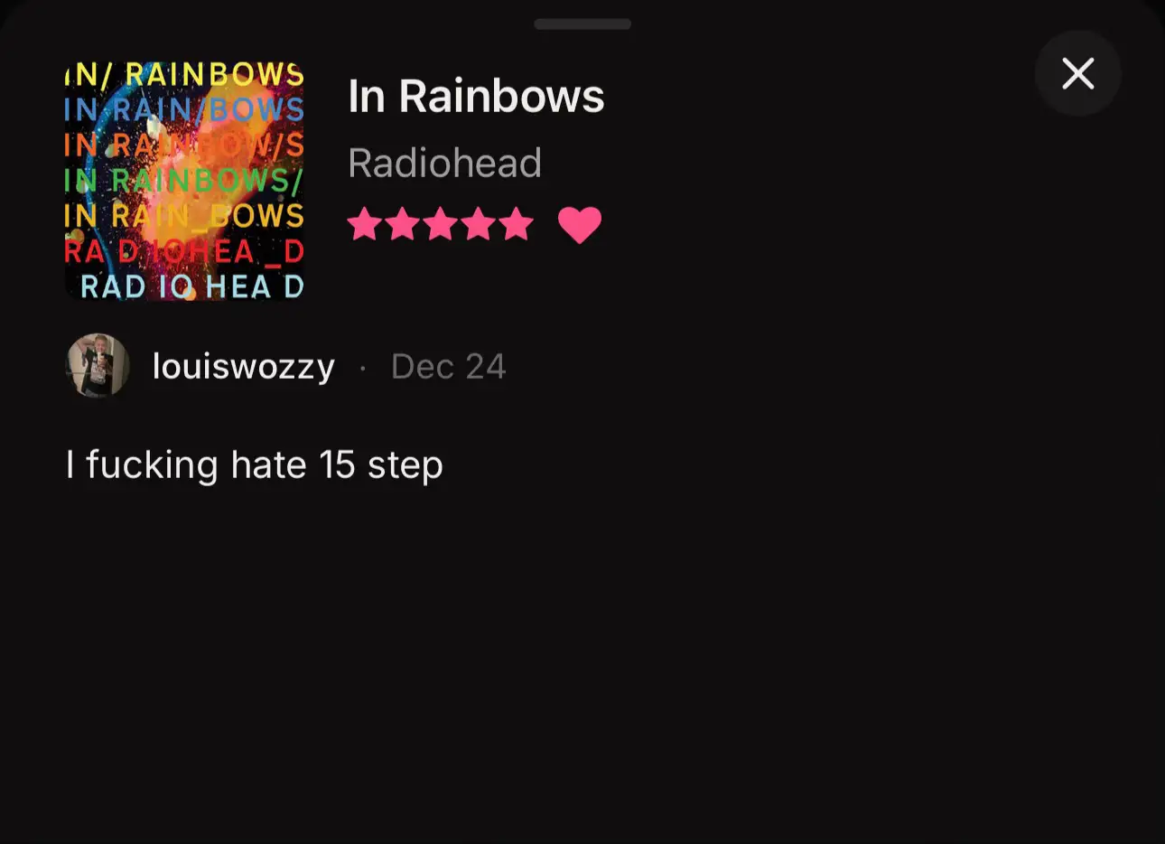 #musictok #albumreviews #letterboxd #indieapp #radiohead 