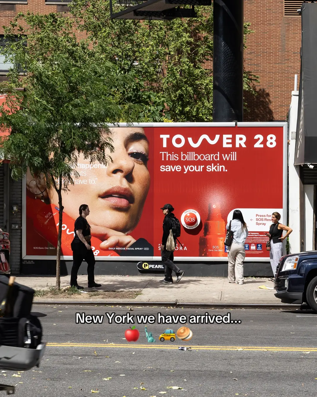 Tower 28 is here NYC! 🍎 Come check out our SOS spraying billboard (we can’t wai