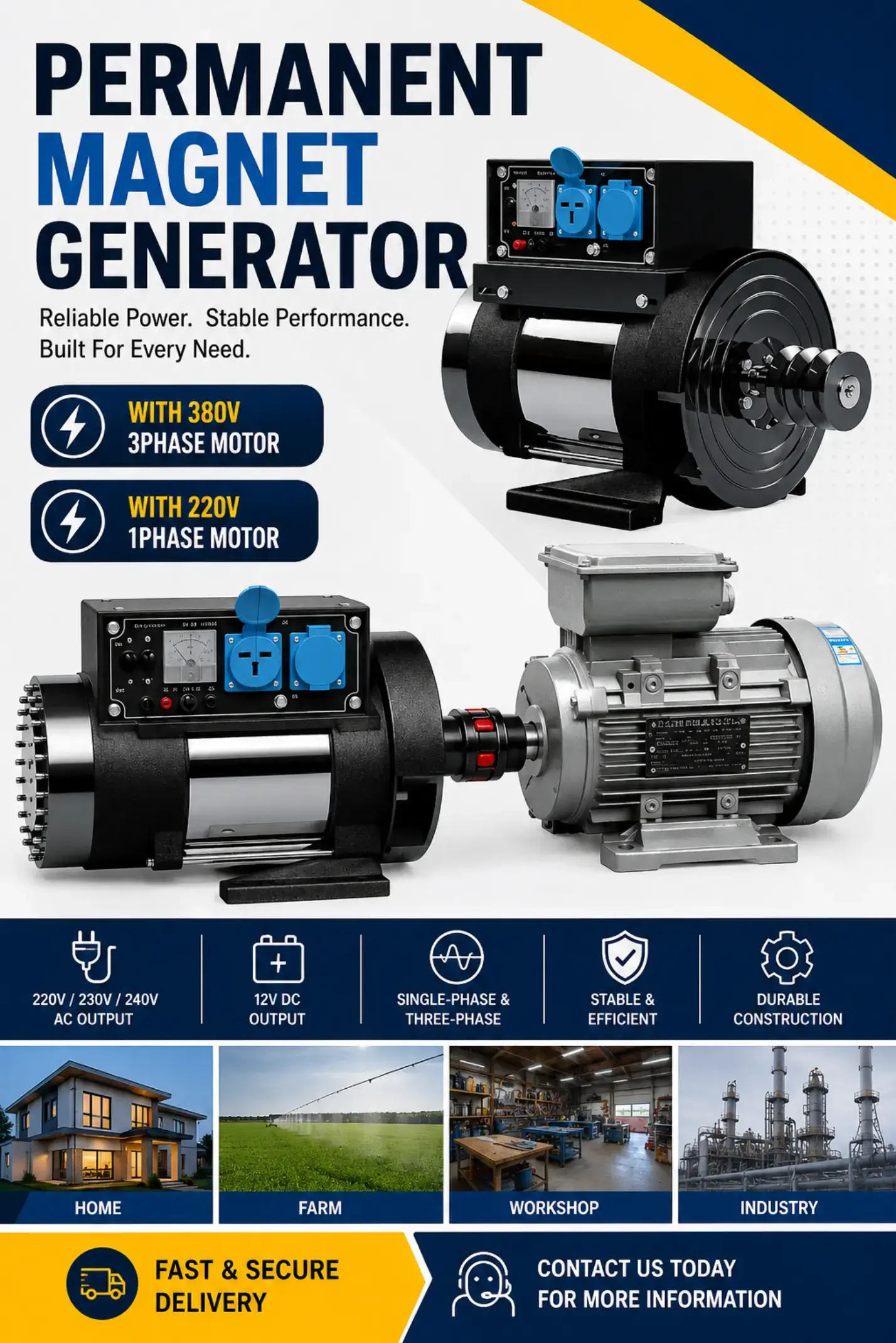 Reliable power generation for residential, commercial, and industrial applicatio