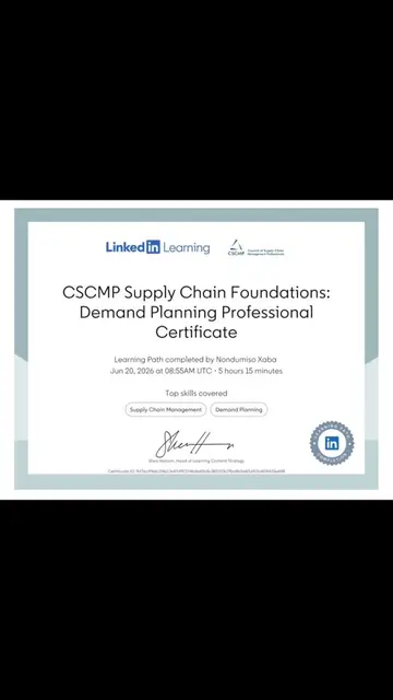 Kudos to me 👌💃🏽🥂🥂 for completing the CSCMP Supply Chain Foundations: Demand