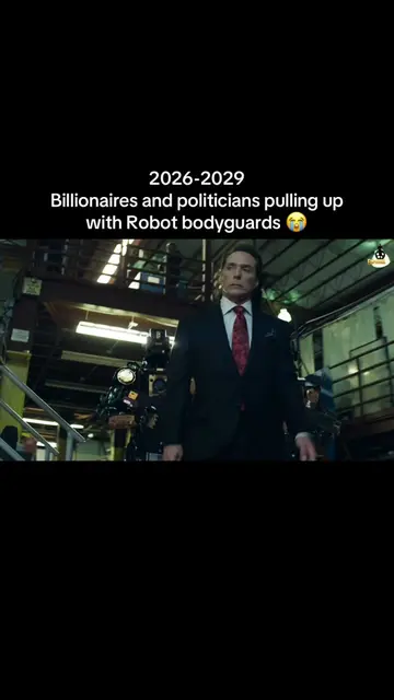 “POV: Billionaires and politicians pulling up with Tesla Robot bodyguards. #rela
