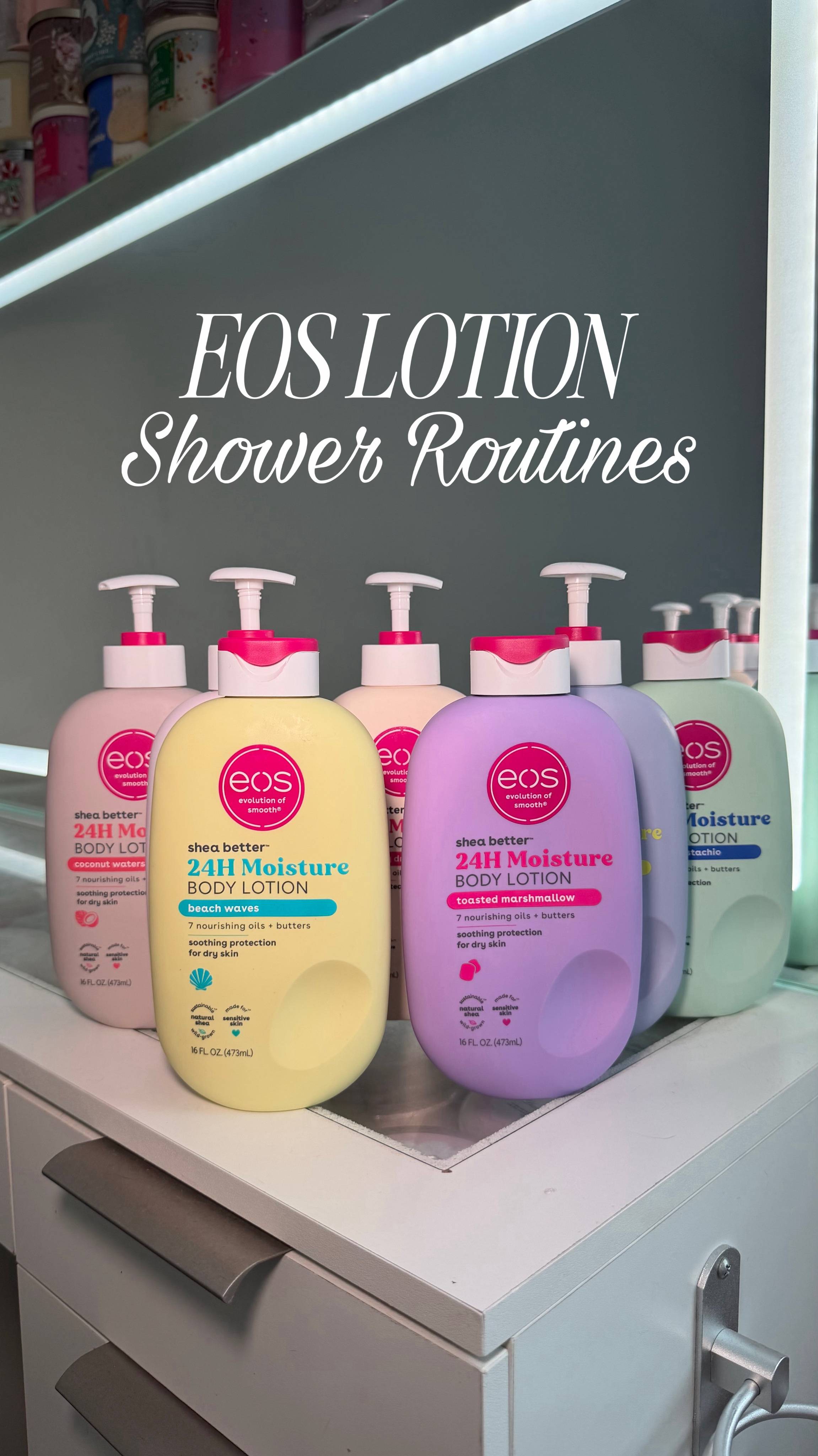 Shower routines to match your favorite eos lotions 🤭 my favorite is toasted mar