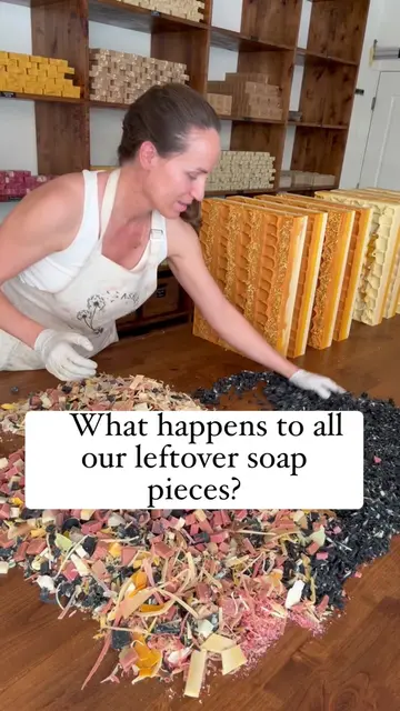 A year’s worth of soap scraps, all mixed together for Sunshine Confetti. ☀️🍊 An