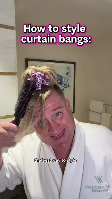 🎀 The BEST way to style curtain bangs is with a round brush!!!  And the biggest