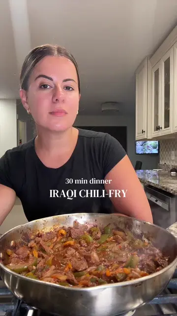 30minute dinner, my way of making Iraqi chili-fry!🌶️ 🇮🇶  Ingredients: 1 lb be