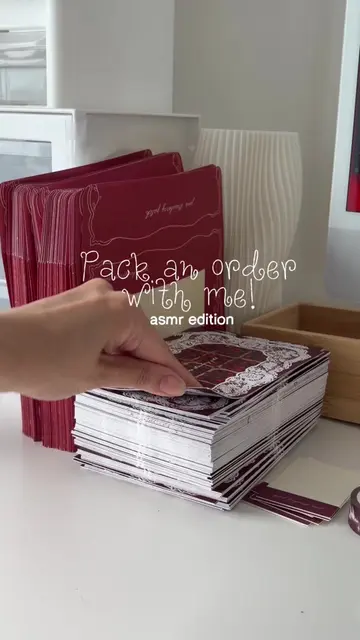 pack a strawberry sticker order with me! 🍓✨ #stationery #SmallBusiness #journal