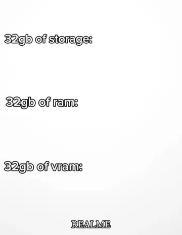 32gb in different things#ram#vram#storage#phone#Tech