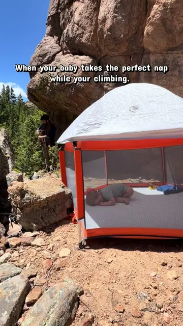 Finding the perfect nap spot for a day out climbing. #climbingkids #parenting #r