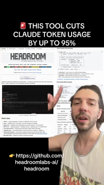 🚨 THIS TOOL CUTS CLAUDE TOKEN USAGE BY UP TO 95% Headroom is a free open-source