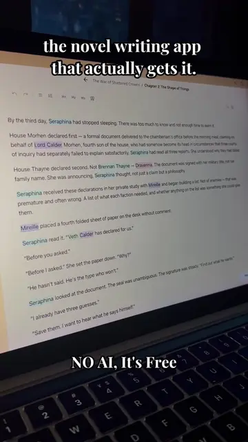 a novel writing app that actually gets it. easy to use and it's free? thank me l
