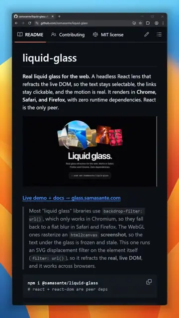 Faking Apple's Liquid Glass on the web usually means a flat blur that doesn't ac