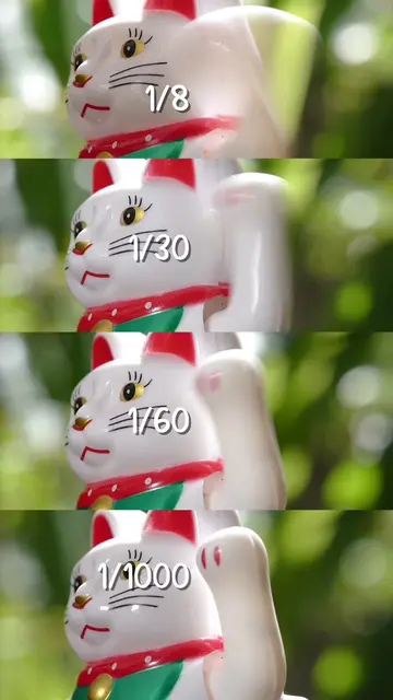 Shutter speed comparison at 30fps in the same scene. 👉1/8=super dreamy and blur