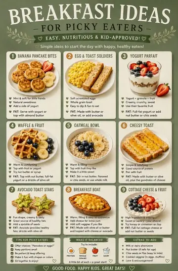 🥞✨ Picky eater mornings just got easier! 9 simple breakfast ideas kids actually
