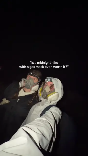 would you hike with a gas mask through the dark for a mt ijen sunrise?? #travel 