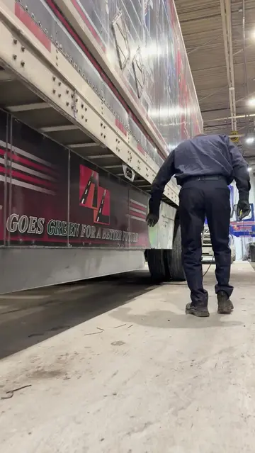 Our technician noticed a damaged trailer skirt during the trailer safety inspect