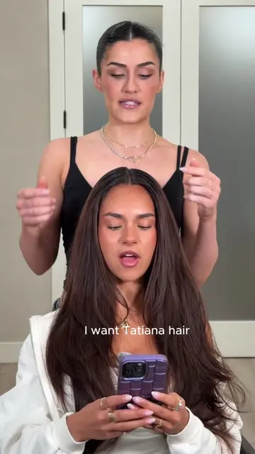 From almost black roots with previously colored ends → and she is TRANSFORMED ✨ 