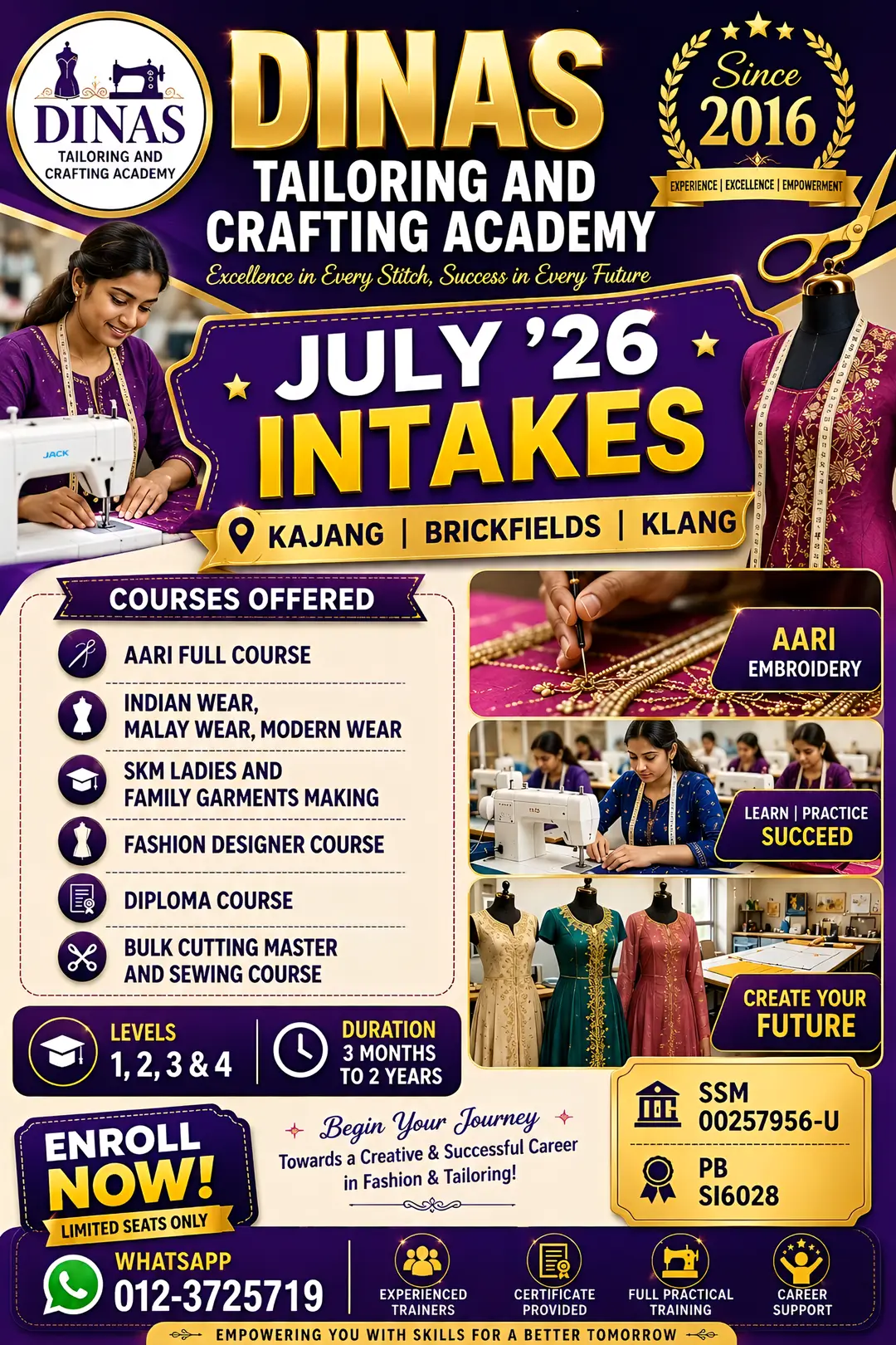 🎓 JULY 2026 INTAKES OPEN NOW! ✨ DINAS Tailoring and Crafting Academy 🪡 Since 2