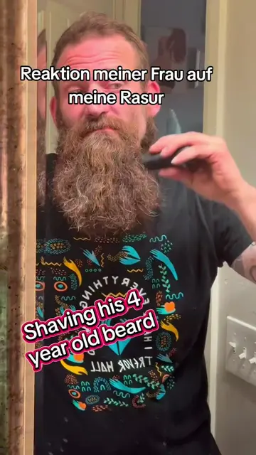 Reaktion meiner Frau auf meine Rasur. . my wife reaction to my shaving beared. .