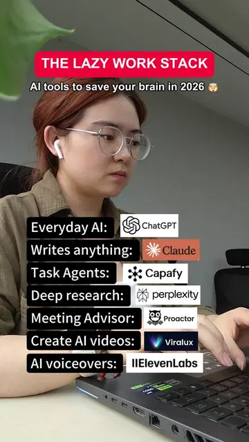 The lazy AI work stack for 2026 🤯 #AITools #AI #TechTok #Claude #fyp