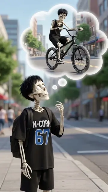 What if you bought yourself a wheelie bike? He was just walking through the city