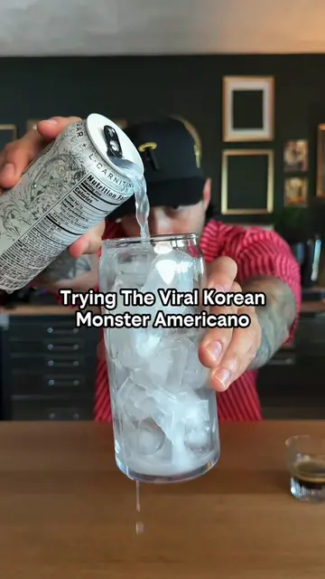 Trying the viral Korean Monster Americano!  #coffee #espresso #monsterenergy 