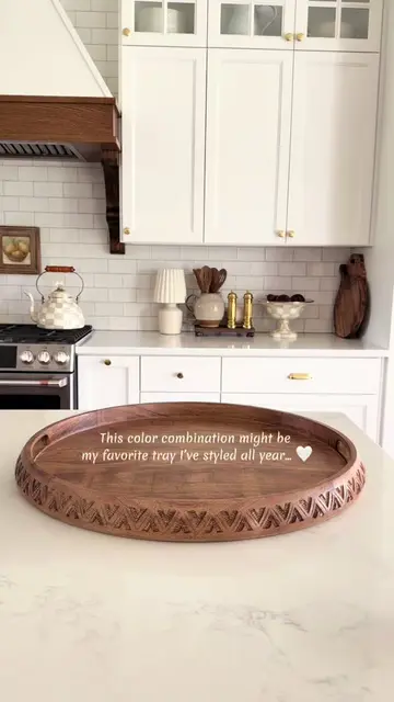 One of my favorite things to decorate is a kitchen tray. 🤍 This blush peony arr