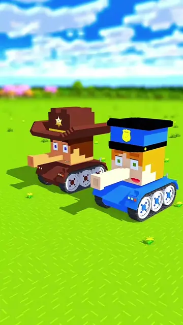Steve-Sheriff-Tank and Alex-Police-Tank patrol villages - Minecraft Animation #p