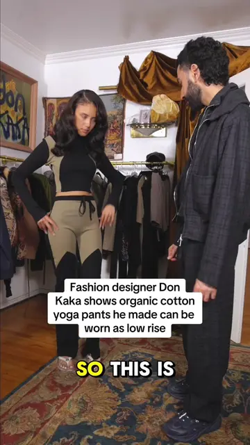 @Don Kaka showing pure natural organic cotton yoga pants he designed can be worn