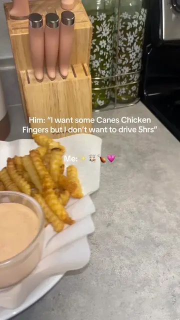 Raising Canes Chicken Fingers at home✨🍗🍟 #chickentenders #raisingcanes #homeco